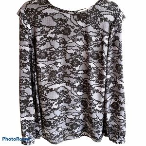 Michael Kors Floral & Ruffle Lace Print Top